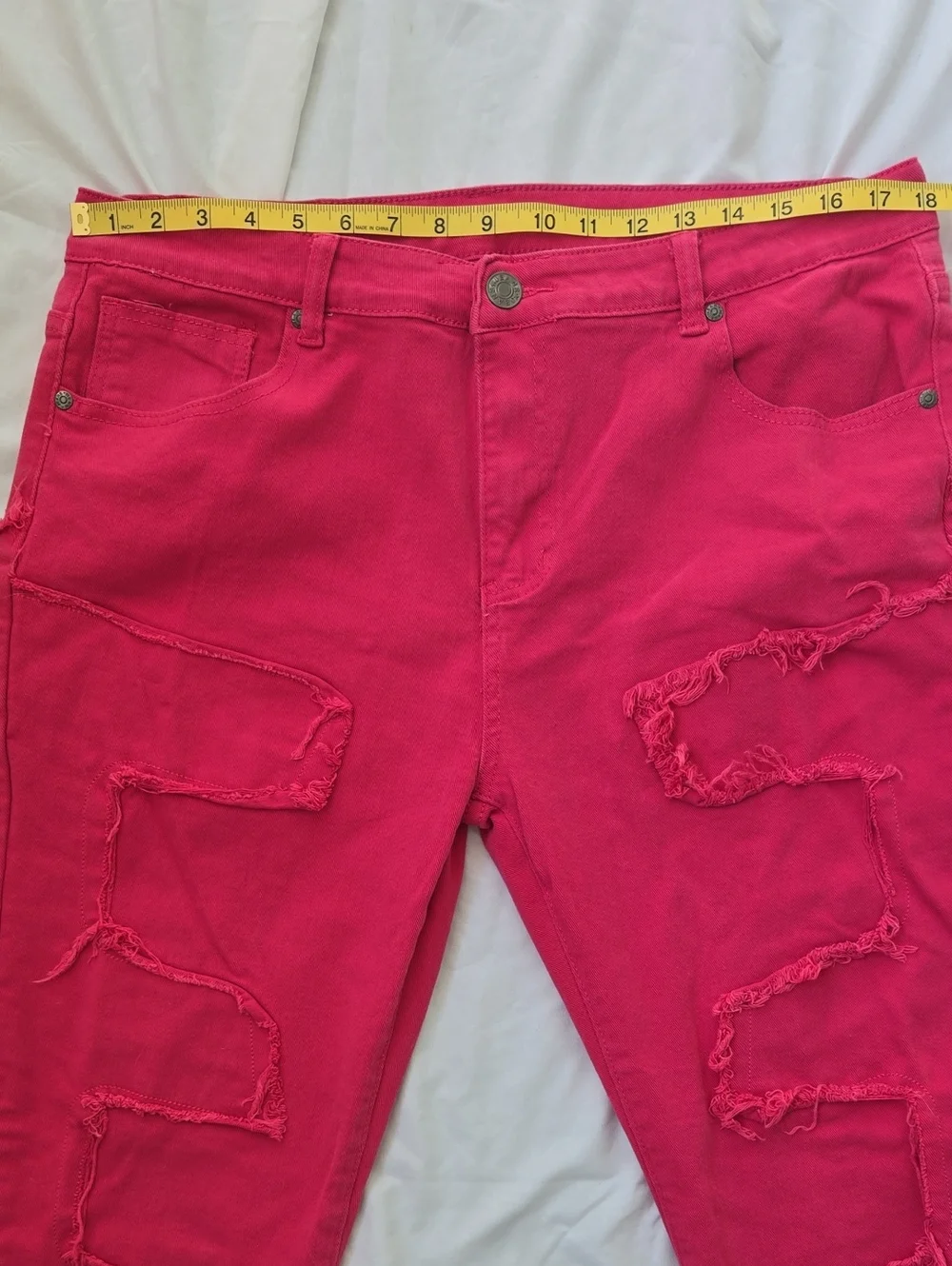 Men's Jeans Hot Pink With A Pattern On Front&Back, Fringe. Very Summery Pants. - Picture 3 of 9
